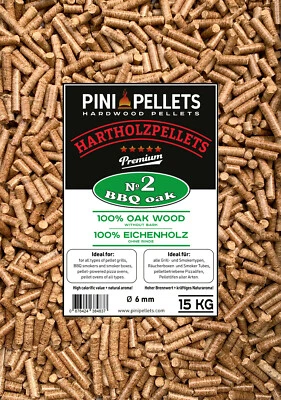Grillpellets №2 PINI 15KG, Holzpellets 100% Eiche zum Grillen, Räuchern, Smoken