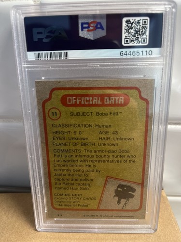 1980 Star Wars Empire Strikes Back Boba Fett PSA 8 Rc Star File #11 - Bild 2 von 2