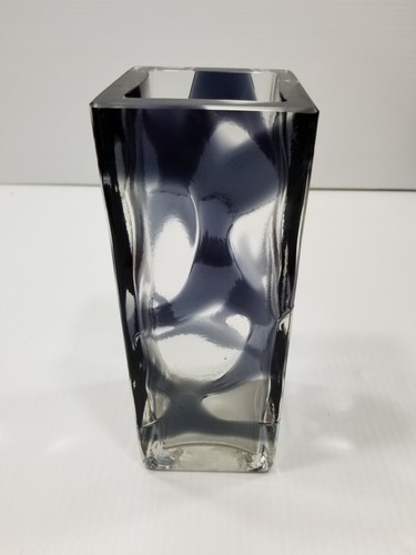 VTG Western Germany Black & Clear Glass Heavy Block Swirl Rectangle Vase - Picture 5 of 10