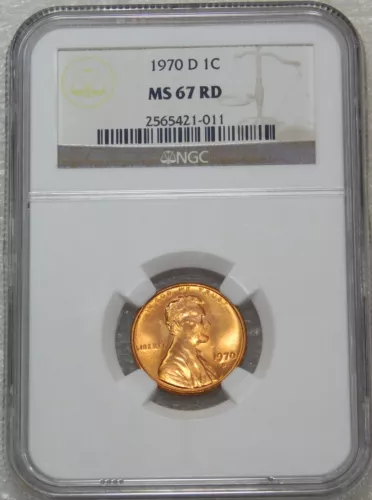 1970-D Lincoln Cent NGC MS67RD Shiny Red Vivid Luster Gorgeous coin PQ #G814