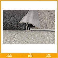 Modern Brushed Silver Floor Transition Bar Angle Gap Joiner Strip 38mm 0.93m