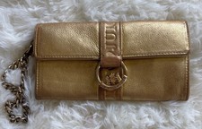 Juicy Couture Gold Clutch Wallet Y2K Glam Crest Charm Have a Juicy Day Vintage