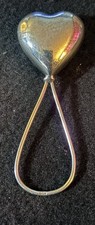 Sterling Silver 925 Heart Rattle  S  Monogram. String Sound  READ DESCRIPTION 