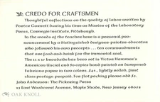 CREDO FOR CRAFTSMEN PROSPECTUS
