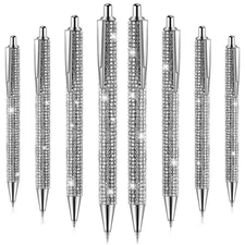Jeyiour 8 Pcs Rhinestone Pen Bling Diamond Wedding Rhinestones Silver Metal B...
