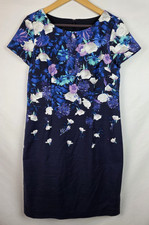 Talbots Dress Women's Petite Size 10P Blue Floral Short Sleeve Sheath Dress