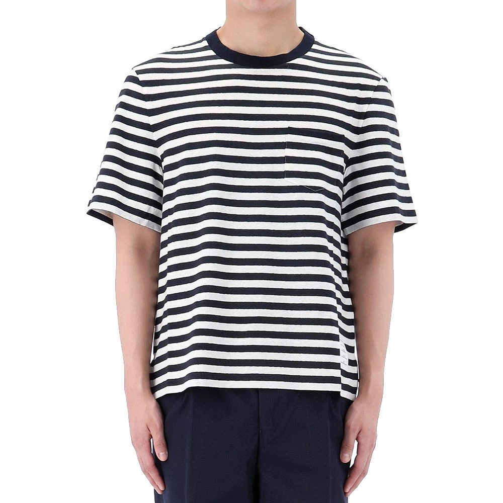 T shirt Thom Browne in jersey di lino con tasche a righe 79190587