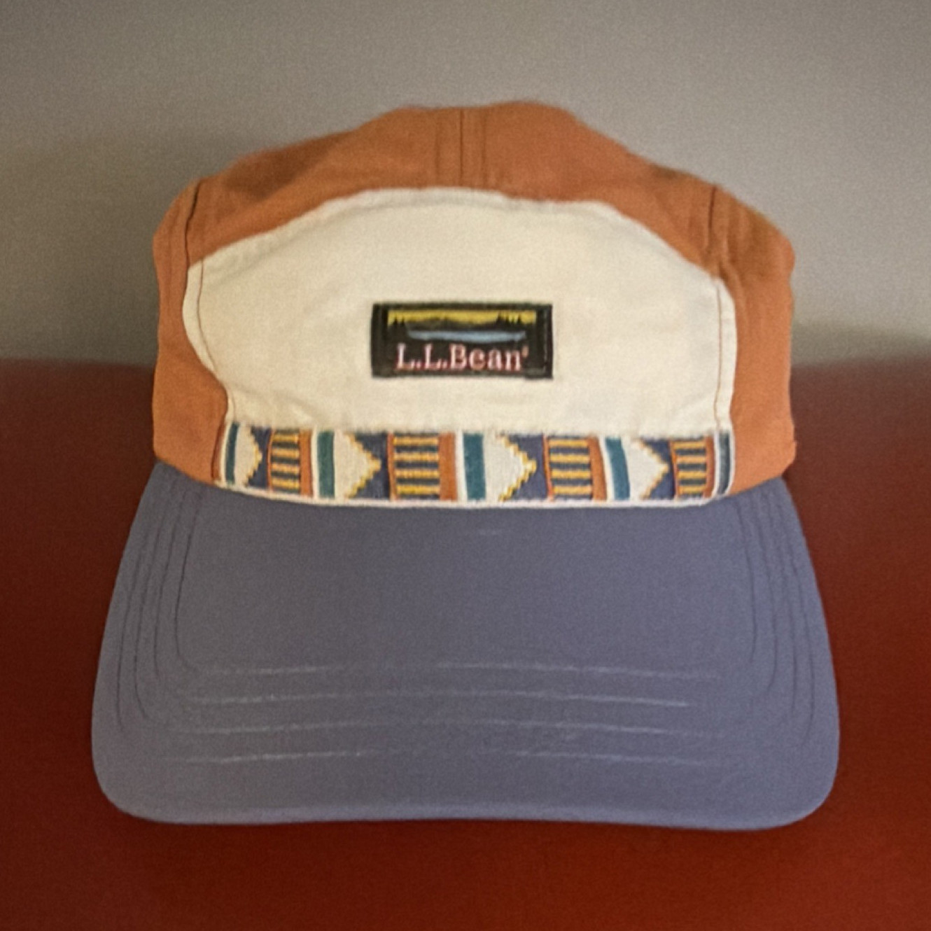 L.L.Bean Adjustable Baseball Cap Geometric Multicolor Orange Blue One Size