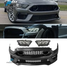 For 15-17 Ford Mustang EcoBoost GT Mach 1 Front Bumper Cover Grille + Headlights