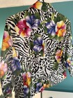 Safari Floral Zebra Blazer Button Down Top Blouse Size PM Beautiful Women Safari — photo 7