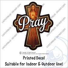 Pray Cross Decal Sticker Jesus Saves God Religious Christian Faith Blessed Holy