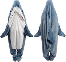Soft Cozy Shark Hoodie Blanket Sleeping Bag Flannel Shark Blanket Adult Kids