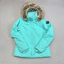 Obermeyer Jacket Womens 6 Teal Insulated Ski Snowboard Winter Faux Fur Hood