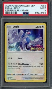Pokemon Lugia Holo 2020 Vivid Voltage Prerelease Staff Promo #069 PSA 9 Mint