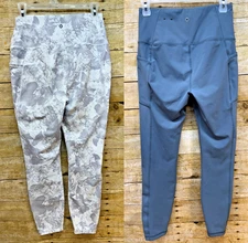 RBX HI RISE FULL LEGGINGS WOMEN'S M POCKETS WHITE/GRAY LEAVES OR GRAY 🍀MINT🍀