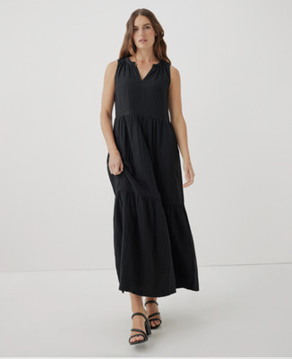 Pact Organic Women's Cotton Dress in Black Size Small