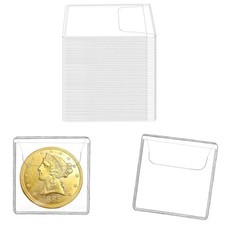 50 Pcs Single Pocket Coin Collection Sleeves Individual Plastic Coin Holder