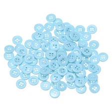 100pcs Resin Sewing Buttons 3/8" Round Flat 4-Hole Craft Buttons, Light Blue