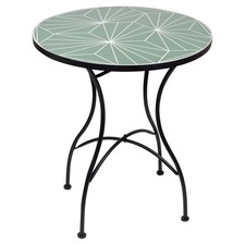 60cm Round Mosaic Ceramic Garden Bistro Table Metal Legs Patio Outdoor Terrace
