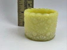 Vintage Degenhart Yellow Glass Orange Glow Daisy & Button Salt Cellar