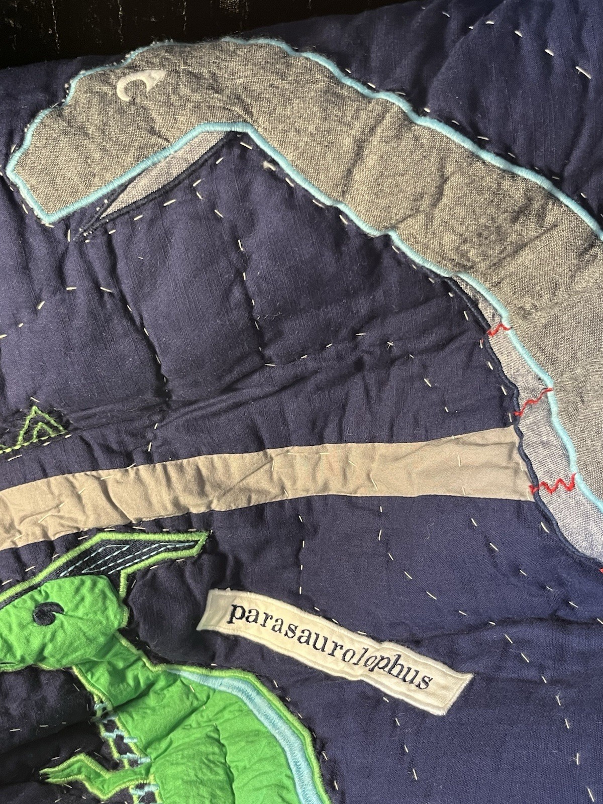 Pottery Barn Kids Warren Dinosaur TWIN Quilt 86” x 68” Boys Blue New Other NICE!