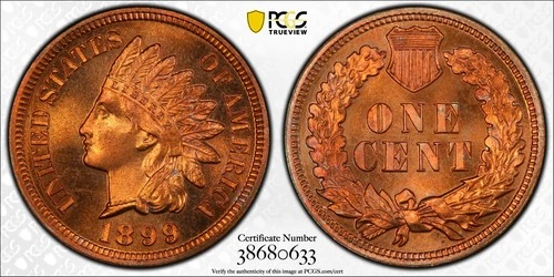 1899 PCGS PR66RD Red Indian Cent Proof Strike