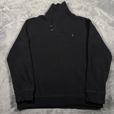 Polo Ralph Lauren Sweater Boys XL 18-20 Black Knit Cozy Warm Winter Shawl Collar