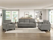 Classic Comfort 3pc Sofa Set: Brown Chenille Living Room Furniture