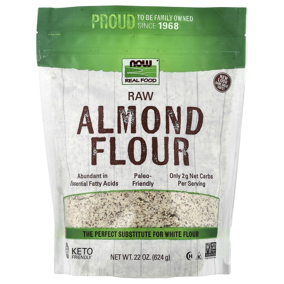 Now Foods Real Food Raw Almond Flour 22 oz 624 g Gluten-Free, Non-GMO, Raw,