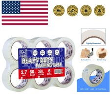 Heavy Duty Packing Tape 6 Rolls, Total 360Y, Clear, 2.7 mil, 1.88 inch x 60 Y...