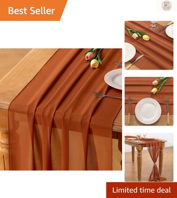 Elegant Terracotta Chiffon Table Runner 29x170'' - Perfect for Weddings & Events