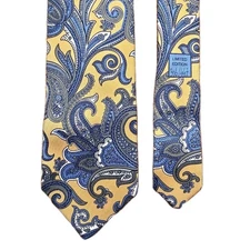 $125 Daniel Cremieux Signature Seven Fold Silk Gold Grey Paisley NWT 306/447