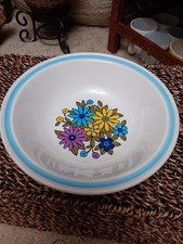 Vintage 1970s Nikko Color Stone Montage Large Serving Bowl 9" - Rare Pattern