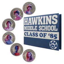 Álbum de monedas anuario Stranger Things edición limitada conjunto de 6 monedas coleccionables