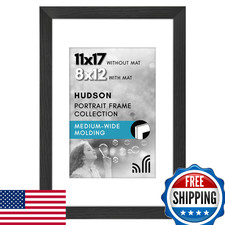 Americanflat 11x17 Black Picture Frame w/ Shatter-Resistant Glass for 8x12