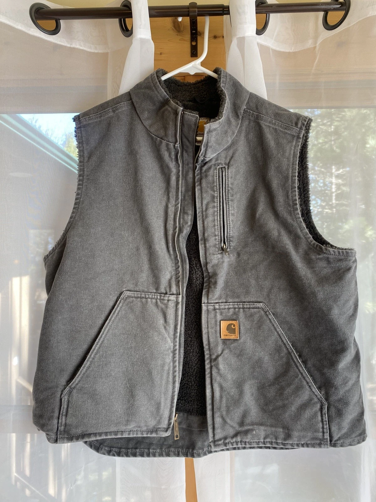 Carhartt Canvas Vest Mens Large V33 GVL Jacket Gray Sherpa Lined
Opens in a new window or tab