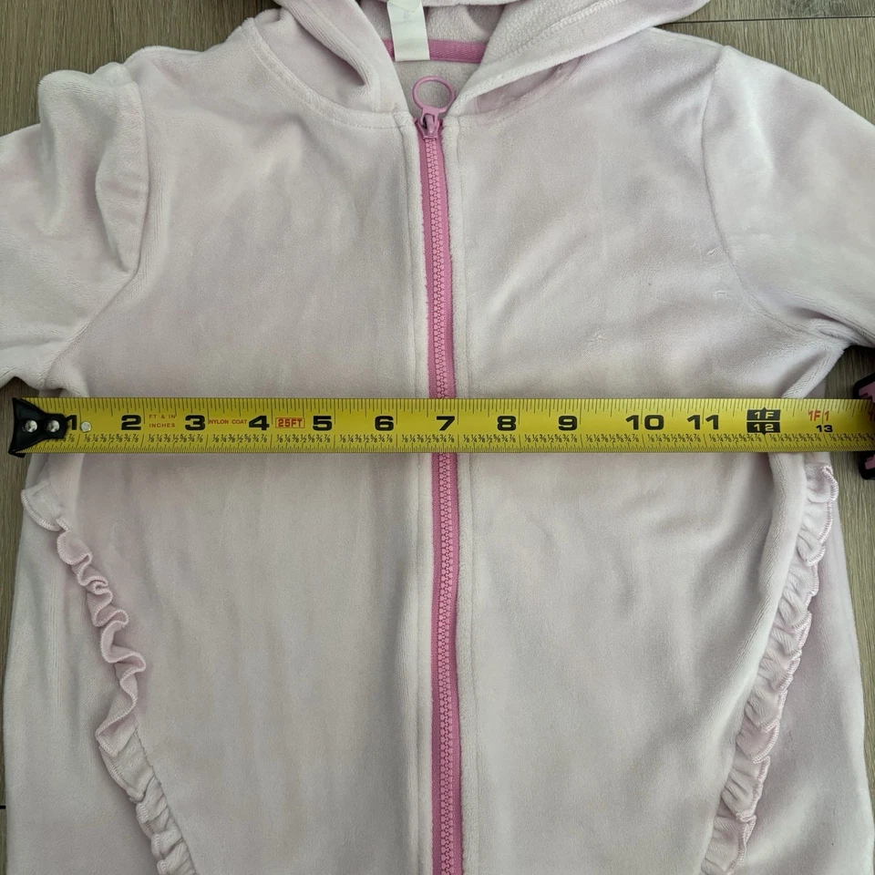 Ideology Girls Hoodie Light Pink Red Ruffle Long Sleeve Size 6X Front Zip - Image 4 of 4