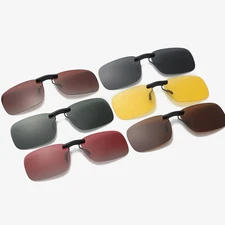 Night Vision Polarized Sunglasses Men Clip On Lenses Rimless Rectangle Anti-glar