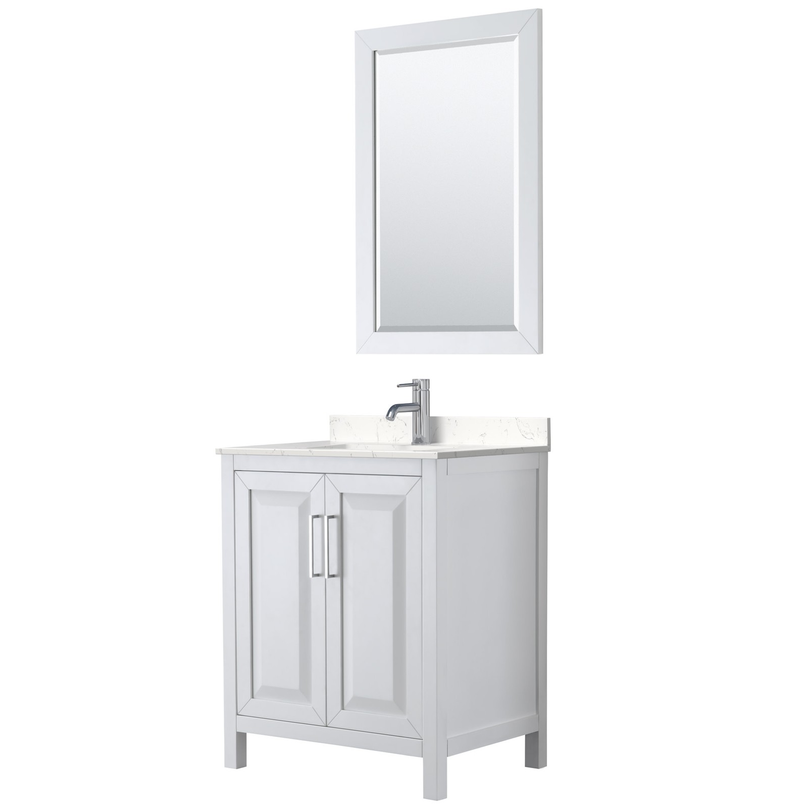 Wyndham Daria 30 Inch White Carrara Marble Cultured Vanity