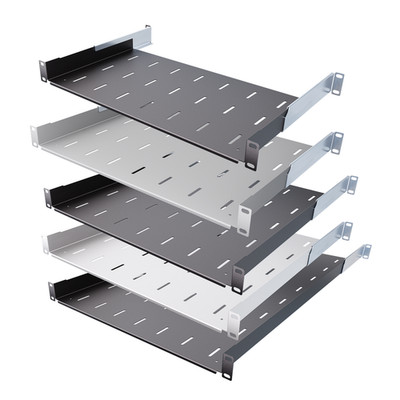 19'' 1U Verstellbares Regal RACK Serverschrank 250-750mm Tiefe Schwarz Grau
