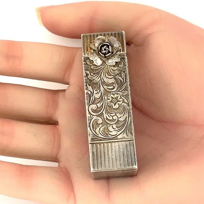 Peruzzi Bros. Vintage Italian 800 Silver Lipstick Holder & Vanity