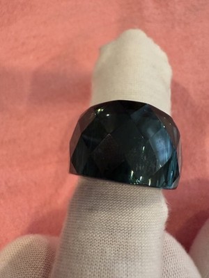 Elegant cut Nirvana Crystal Smoke Black cocktail ring Size 7