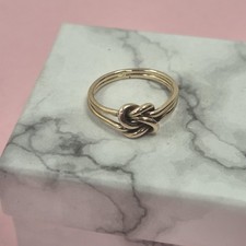 9ct Gold Double Strand Love Knot Twisted Wire Promise Stackable Band Ring Uk M