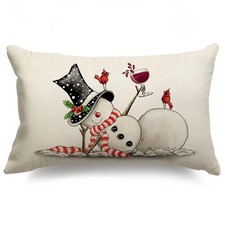 Christmas Pillow Covers 12x20 Snowman Merry Christmas Lumbar Pillow Cover Dec...