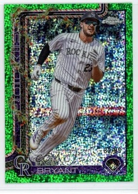 2025 Topps Holiday Chrome Green Sparkle Refractor /99 Kris Bryant #HC81 15z9