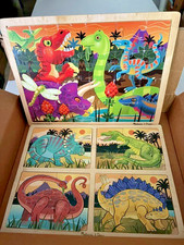 2 Melissa  Doug Wooden Jigsaw Tray Puzzles Dinosaurs
