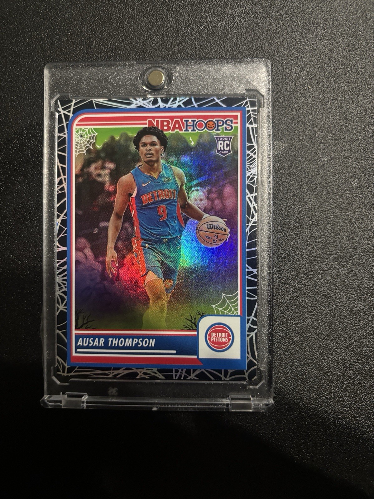 2023-24 Panini Haunted Hoops Holo Webs Ausar Thompson #100 Rookie Pistons Web