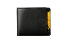 Versace Black & Gold Barocco Print 100% Leather Bifold Wallet