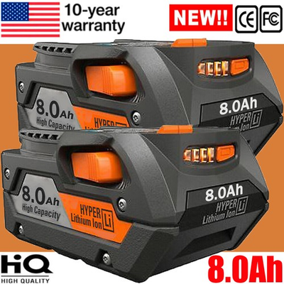 #ad PACK For Ridgid R840087 8.0Ah 18V Battery Rigid 18Volt R840085 Tools Lithium ion $24.98