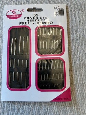 King Bird 55-piece silver eye needle set with 5 bonus jumbo needles